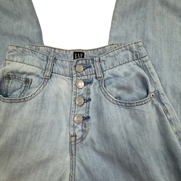 Gap Light Wash Soft Flexible Denim Wide Leg Button Fly Jeans Women's Size 24 P - Picture 3 of 8